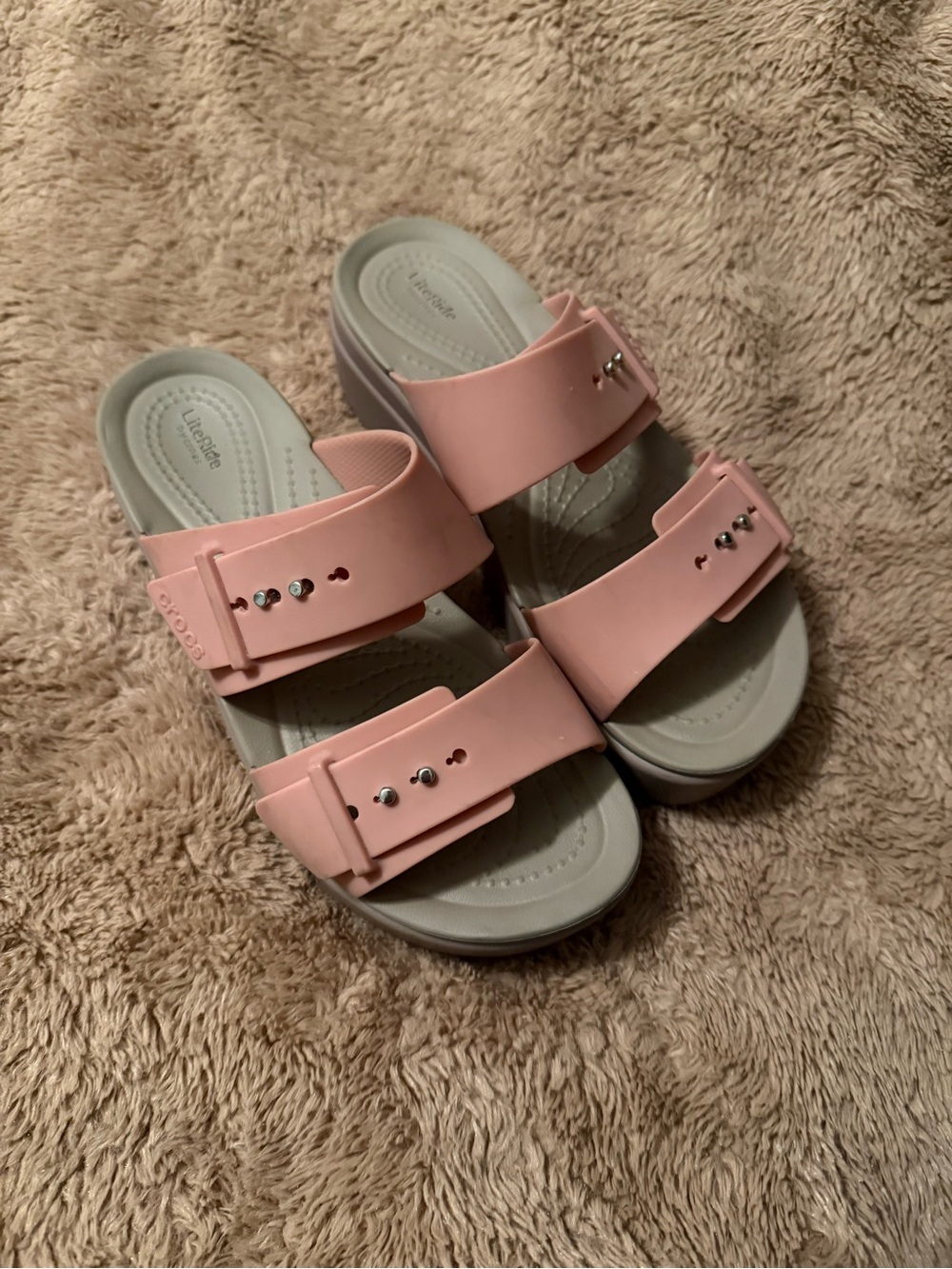 CROCS Pink and Light Gray Women's Sandals